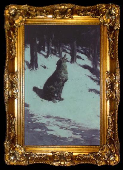 framed  Frederic Remington Voice of the Hills (mk43), ta009-2
